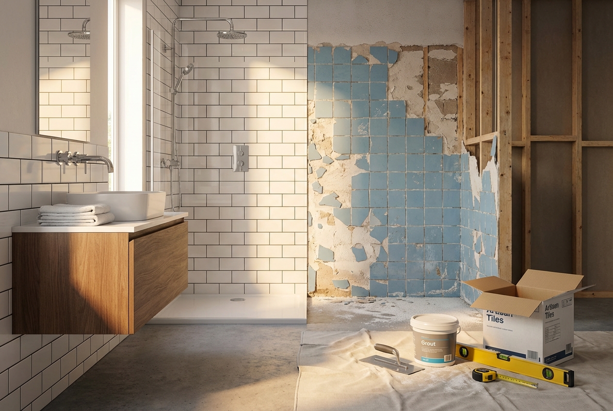 Modernes Badezimmer nach Komplettsanierung – Kostenüberblick Badsanierung