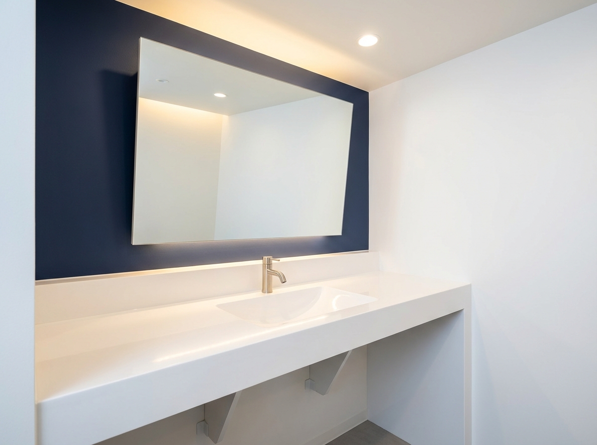 Barrierefreies Badezimmer mit unterfahrbarem Waschtisch